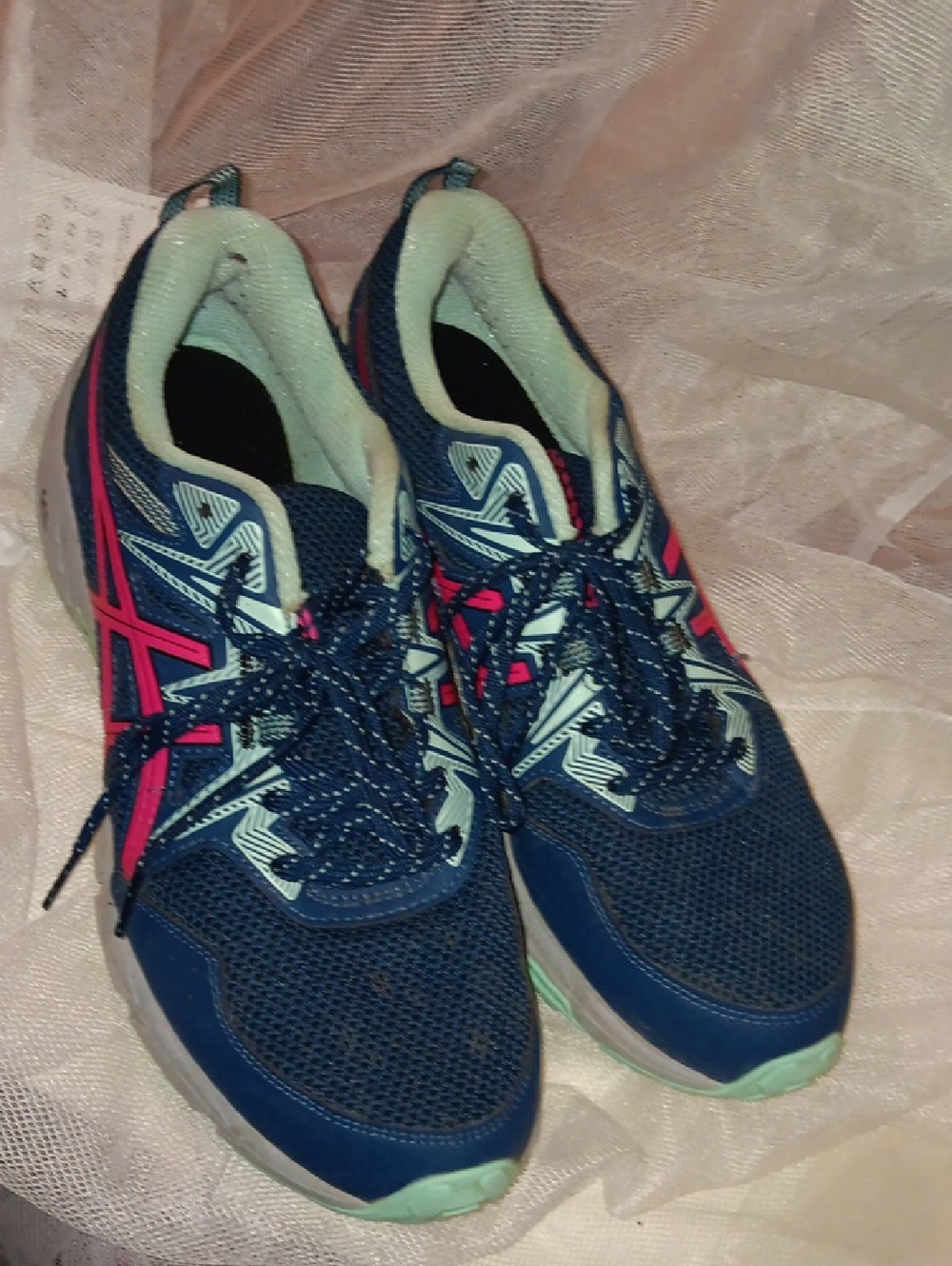 Asics Navy, Pink & Mint Green Running Sneakers